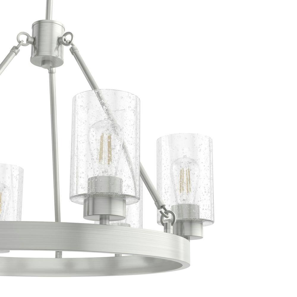 Hartland Brushed Nickel 6-Light Wagon Wheel Chandelier