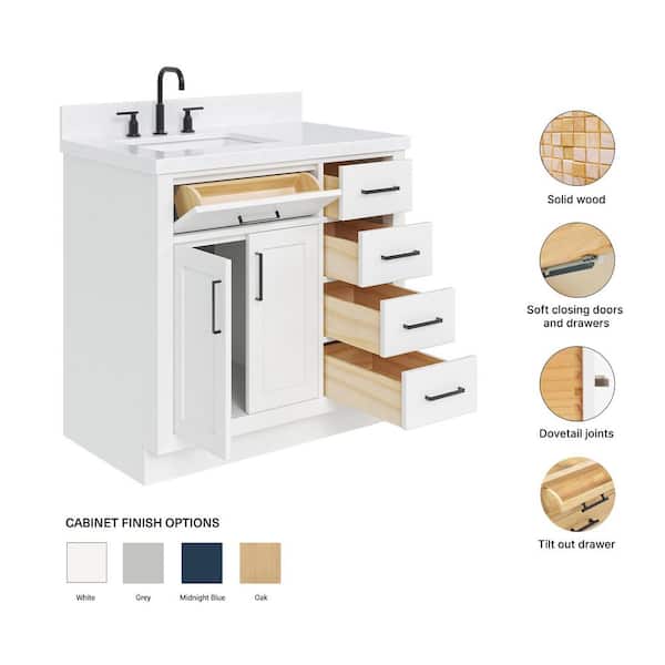 ARIEL Hepburn 36 in. W x 22 in. D x 36 in. H Single Sink
