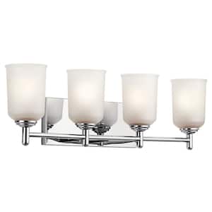 Shailene 29.5 in. 4-Light Chrome Traditional Bathroom Vanity Light with Satin Etched Glass