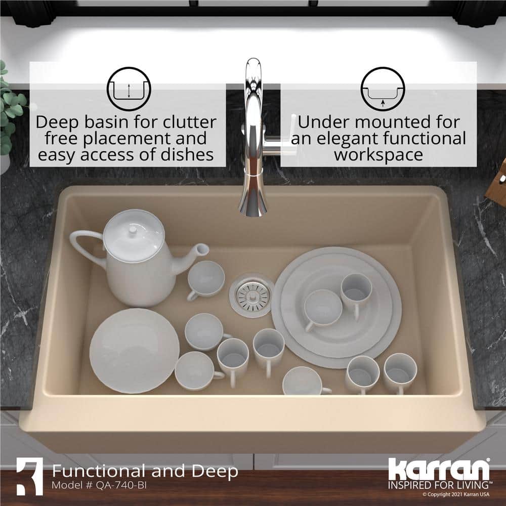 Bisque Quartz Composite Farmhouse Single Bowl Kitchen Sink