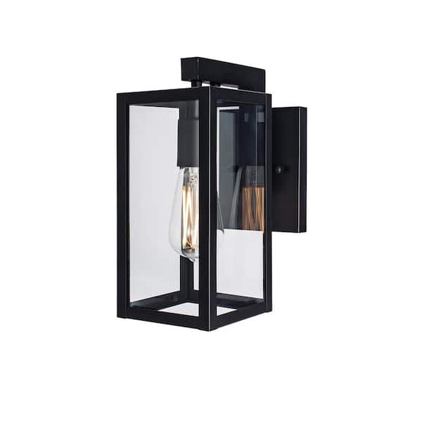 NORWELL Small Capture 1-Light Matte Black Outdoor Wall Lantern Sconce