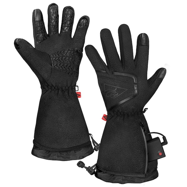 ACTIONHEAT Men's Large/Extra-Large Black AA Heated Fleece Gloves 2.0