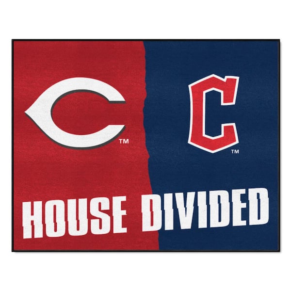 FANMATS MLB Reds/Indians House Divided Red 3 ft. x 4 ft. Area Rug