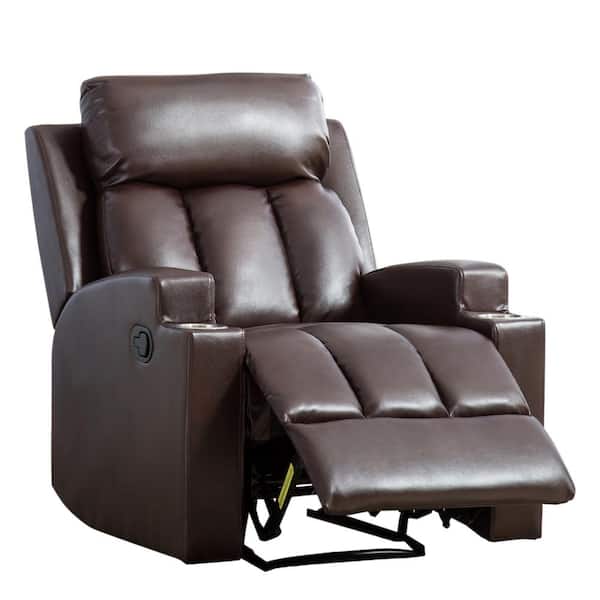 Sumyeg Classic Dark Brown Breathable Pu, Light Brown Leather Recliner Chair