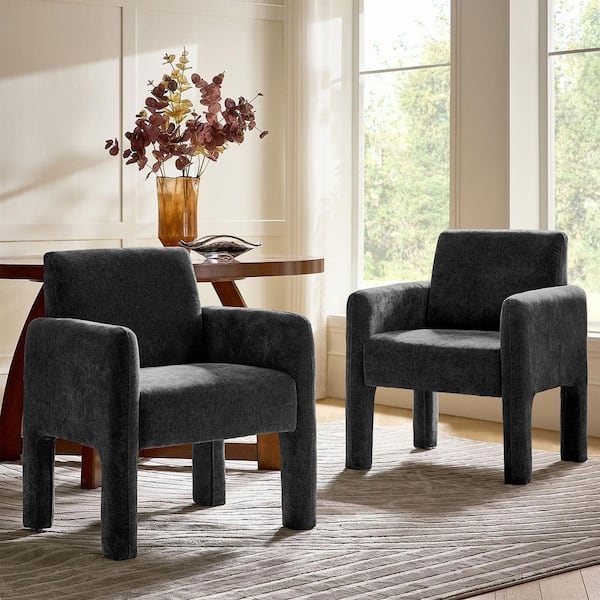 Novia Black Polyester Dining Chair with Wood Frame (Set of 2)