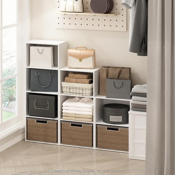 Furinno Reed 31.41 in. Tall White Wood 3-Shelf Bookcase