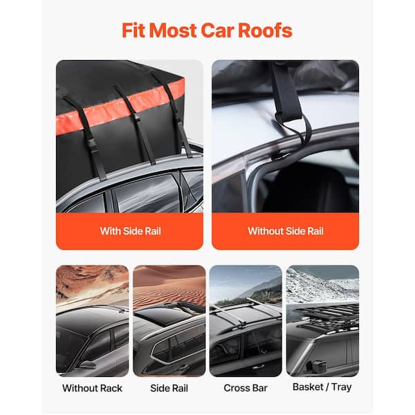 Roof Cargo Box 14 Cu Ft Rooftop Cargo Box - Waterproof Dual-Access Travel Storage (Glossy Black) Ski Box For Car Roof