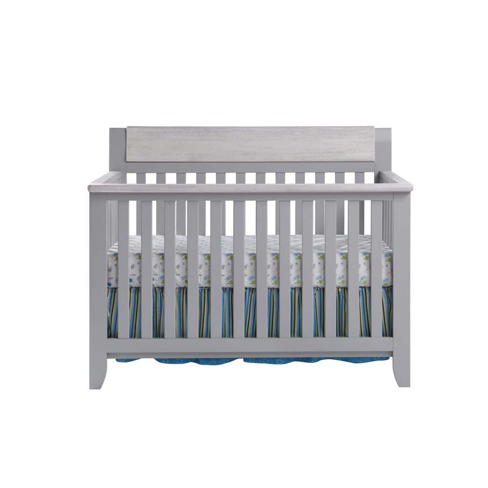 Gray 4-in-1 Convertible Crib, converce to Full-size Bed. No Mattress