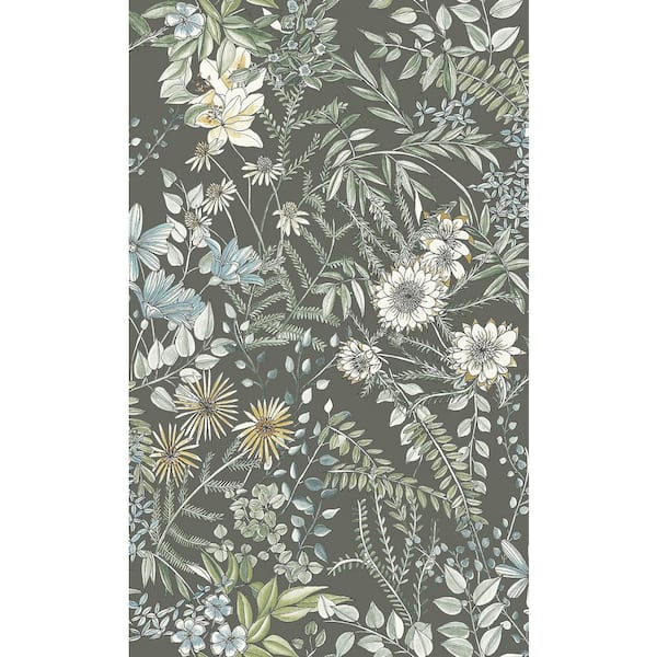 A-Street Prints Full Bloom Taupe Floral Taupe Wallpaper Sample