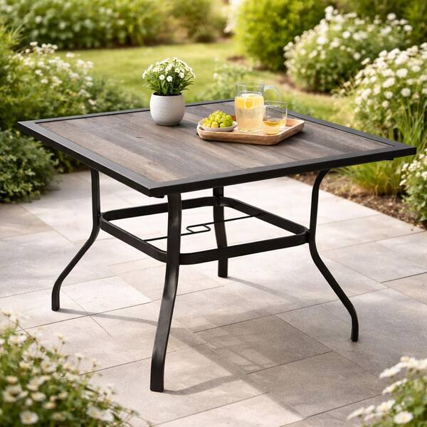 KOZYARD Coolmen 37 in. x 37 in. Table Dark Brown Square Metal