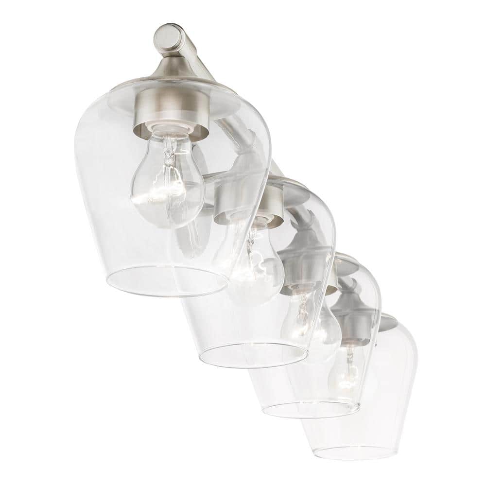 Willow Brushed Nickel 4-Light Vanity with Clear Glass Shades
