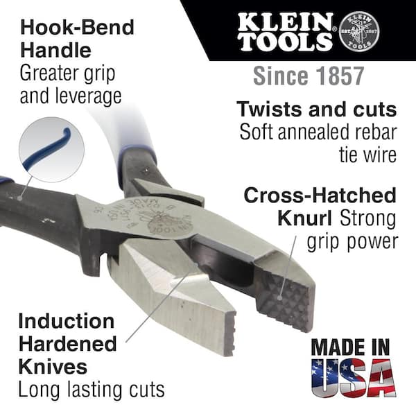 Klein Tools D2000-7CST Diagonal Cutters, Slim Head Linesman Pliers is  Spring Loaded, Heavy-Duty Ironworker Pliers Cut ACSR, Screws, and More -  Klein Tools Wire Tie Pliers 
