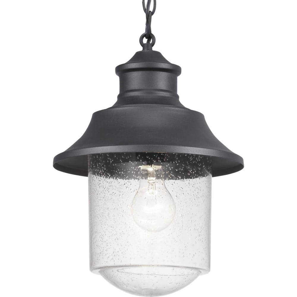 Lakelynn 1-Light Textured Black Outdoor Pendant Light with Clear Seeded Glass price history on PriceWatchPro
