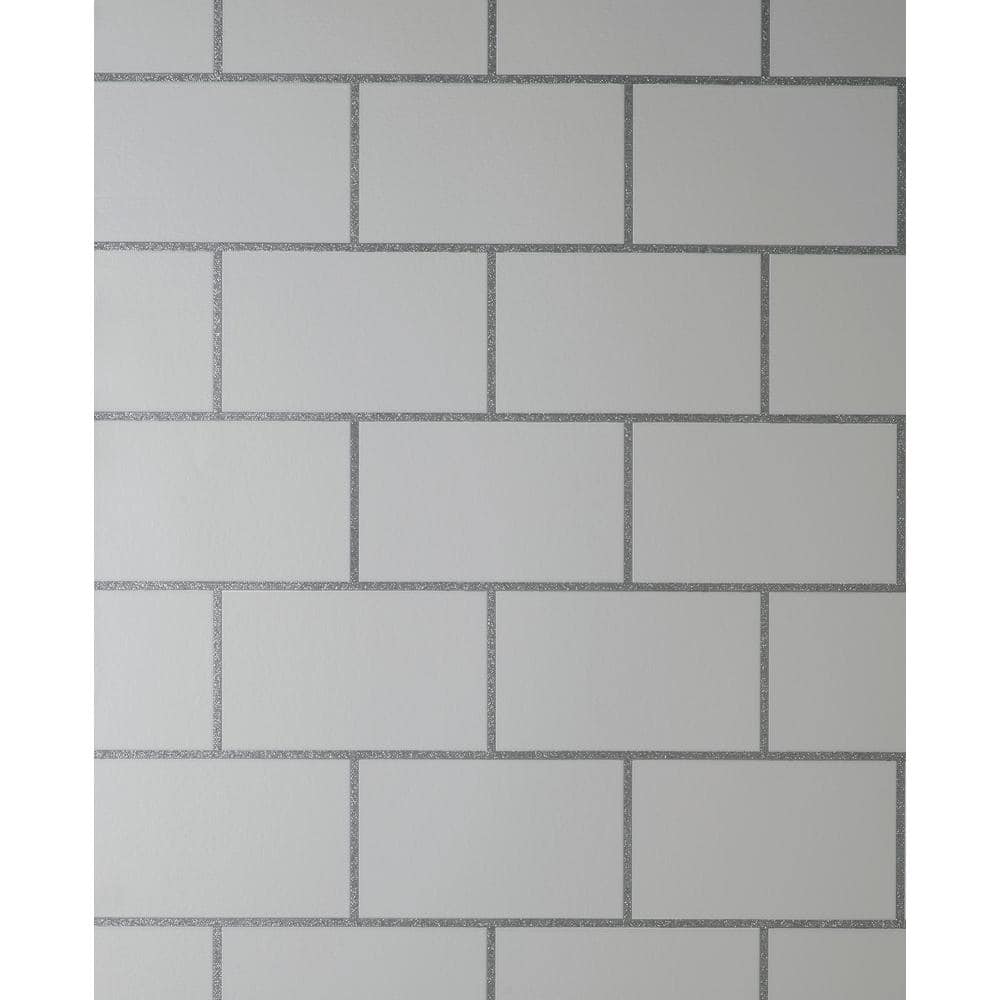Fine Decor Metro White Tile Vinyl Wallpaper M1637 The Home Depot