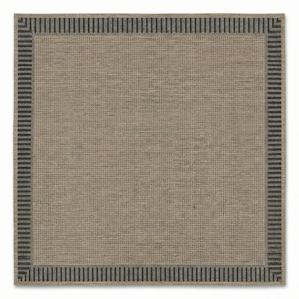 Recife Wicker Stitch Cocoa-Black 8 ft. Casual Flatwoven Polypropylene Square Indoor/Outdoor Area Rug