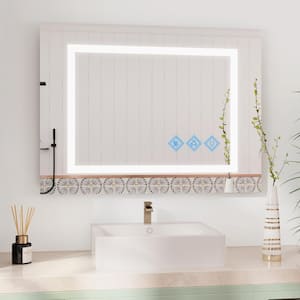 32 in. W x 24 in. H Rectangular Anti-Fog Dimmable LED Light Frameless Wall Bathroom Vanity Mirror in Silver