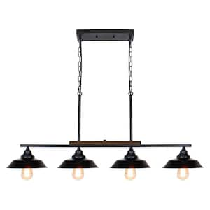 44 in. Black Kitchen Island Light, Farmhouse 4 Lights Metal Pendant Light