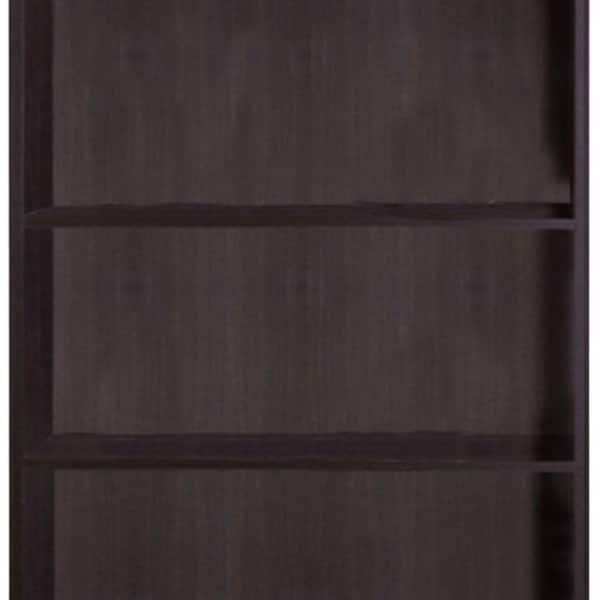 Dark Brown Wood Bookcase With, Dark Brown Wood Open Bookcase Door