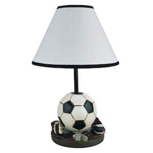 15 in. White Soccer Accent Table Lamp