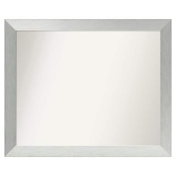 Amanti Art Brushed Sterling Silver 34 in. x 28 in. Custom Non-Beveled Wood Framed Bathroom Vanity Wall Mirror