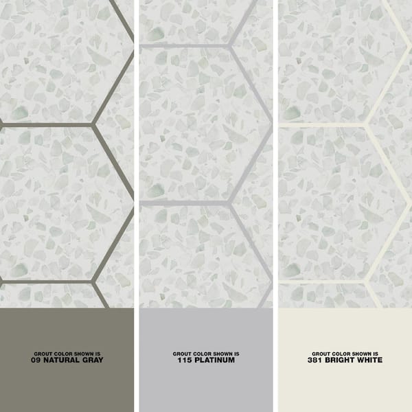 Fusion Hex Green Terrazzo 9.13 in. x 10.51 in. Matte Porcelain Floor and Wall Tile (8.07 sq.ft. / Case) Fusion Hex Green Terrazzo 9.13 in. x 10.51 in. Matte Porcelain Floor and Wall Tile (8.07 sq.ft. / Case)