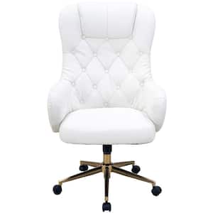 Savannah White High Back Tufted Fabric Office, Desk or Task Chair with Wheels and Gas Lift