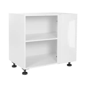 Quick Assemble Modern Style, White Gloss 36 in. Blind Corner Base Kitchen Cabinet (36 in. W x 24 in. D x 34.50 in. H)