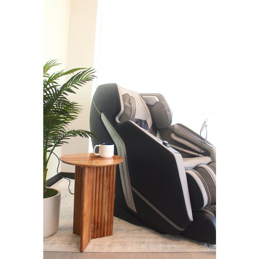 Black and Gray Faux Leather Full Body Massage Chair with Heating and USB Port