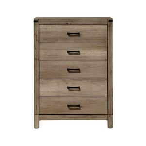 16 in. Gray 5-Drawer Wooden Chest of Drawers