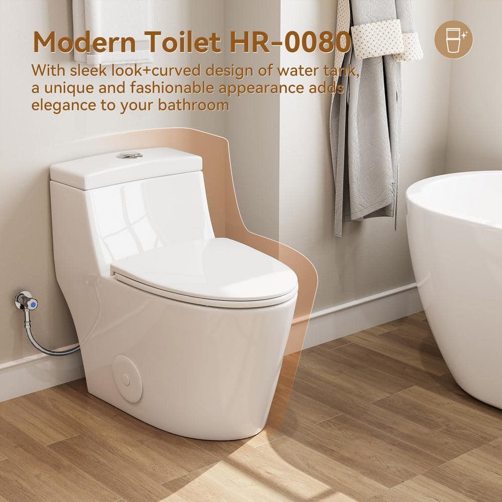 Greta White Elongated One-Piece Dual Flush Toilet