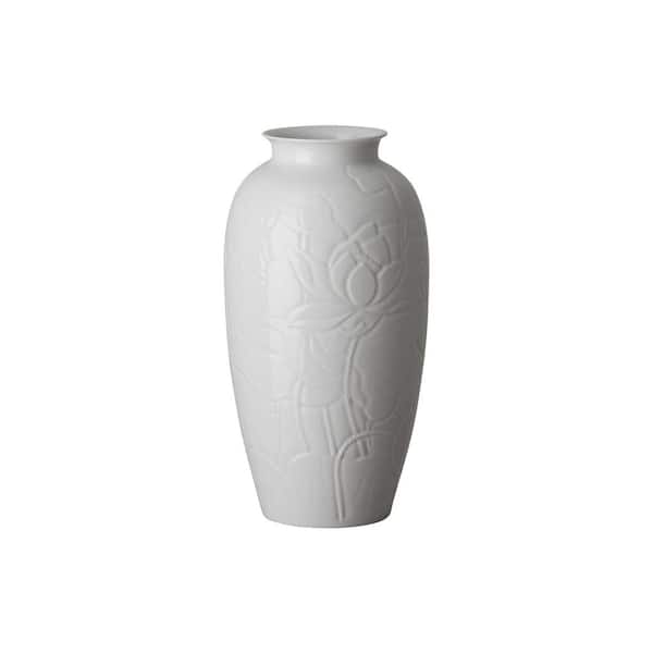 Lotus 17 in. H Round Porcelain Vase in White with High-fire treatment