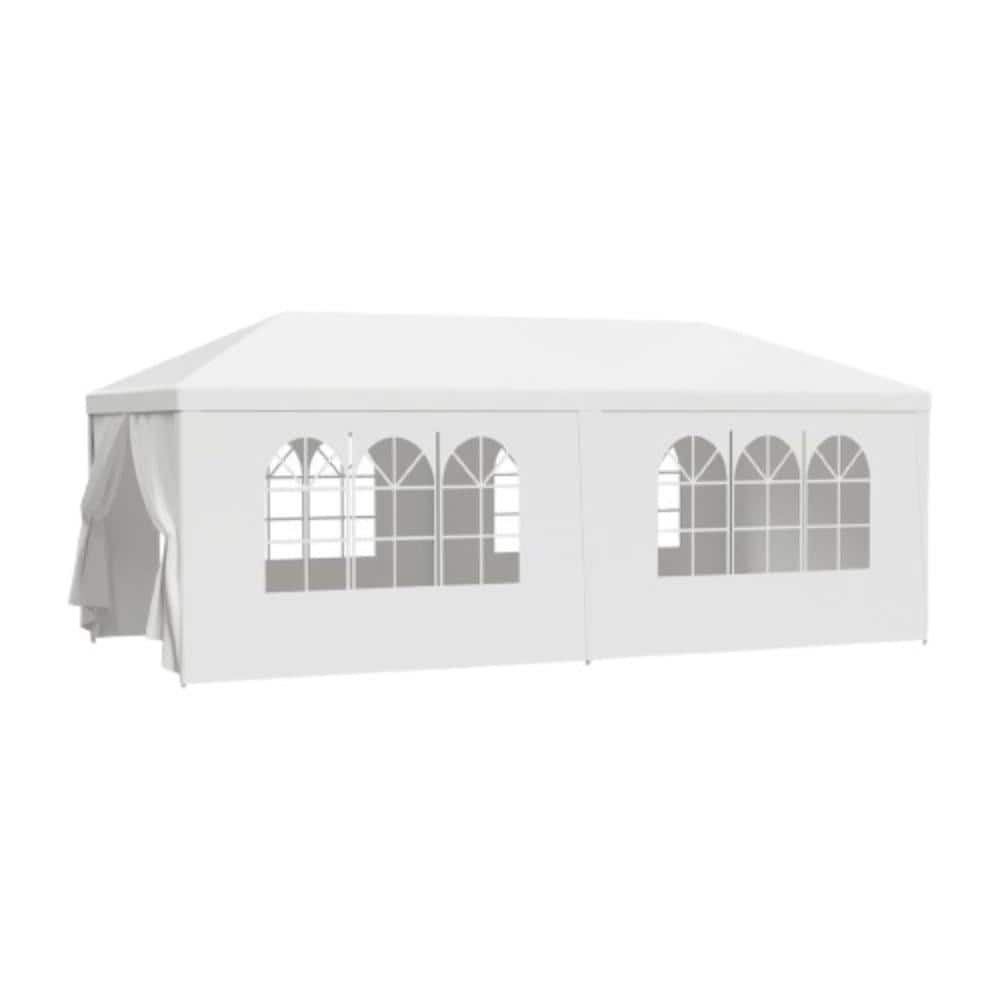 10x20 ft White Wedding Party Canopy Tent with 6 Removable Sidewalls, Outdoor Gazebo with Stakes & Ropes for Events