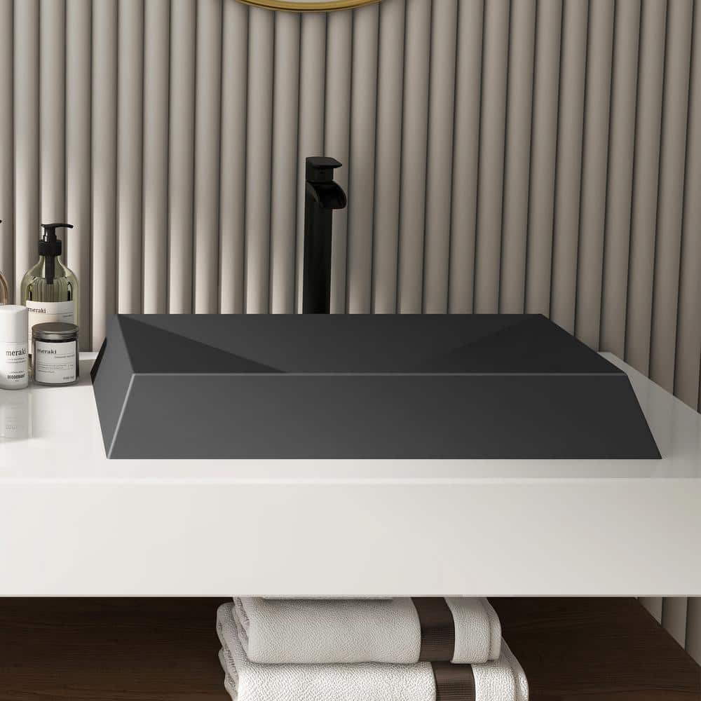 Black Earth Rectangular Ceramic Above-Counter Vessel Sink