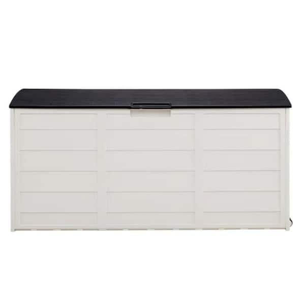 75 Gal. Outdoor Deck Box-Weatherproof, Lockable Deck Chest for Garden Tools, Cushions & Toys (280L, Wheeled）