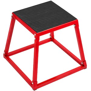 Plyometric Platform Box 18 in. Height Fitness Steel Plyo Box with Rubber Grip Platform for Strength Training, Red