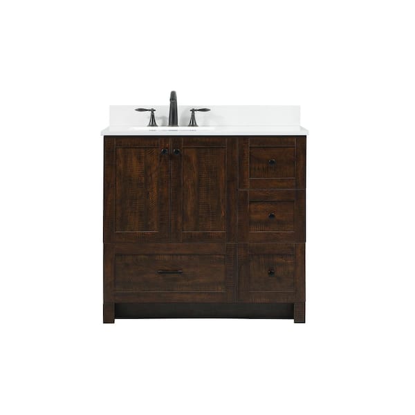 Unbranded Timeless Home 36 in. W x 19 in. D x 34 in. H Bath Vanity in Expresso with Ivory White Top