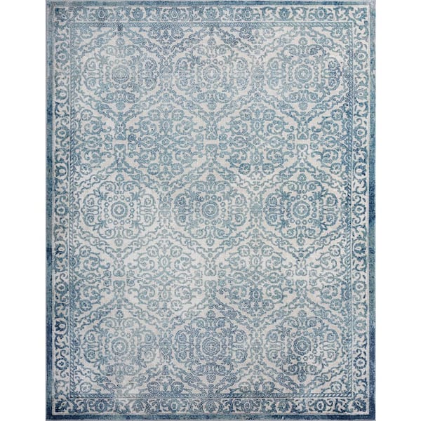 Tayse Rugs Garden Floral Gray 5 ft. x 8 ft. Indoor Area Rug