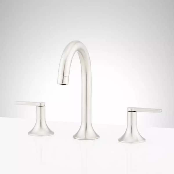 SIGNATURE HARDWARE Lentz 8 in. Widespread Double Handle Bathroom Faucet in Brushed Nickel