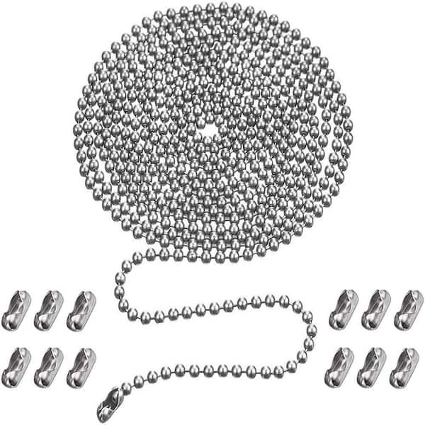 Ceiling Fan Pull Chain Extension 120 in. Rust Proof Copper Beaded Ball Silver with 12-Connectors for Various Needs