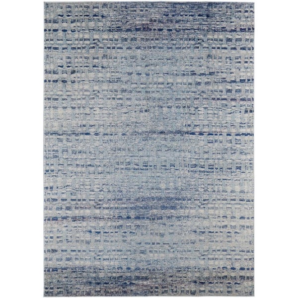 HomeRoots Blue and Ivory 10 ft. x 14 ft. Abstract Area Rug