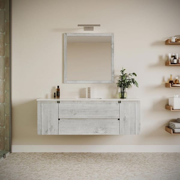 Fresca Formosa 59 in. Wall Mount Floating Single Bath Vanity Cabinet without Top in Rustic White