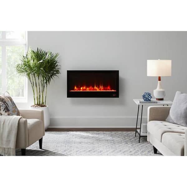Home Decorators Collection 36 in. W View Wall Mount Electric Fireplace in Black