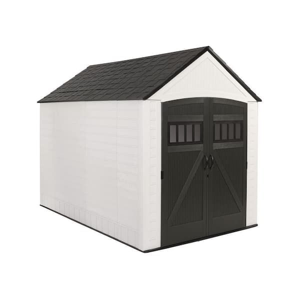 Roughneck 7 ft. x 10 ft. 5 in. Storage Shed, White/Charcoal