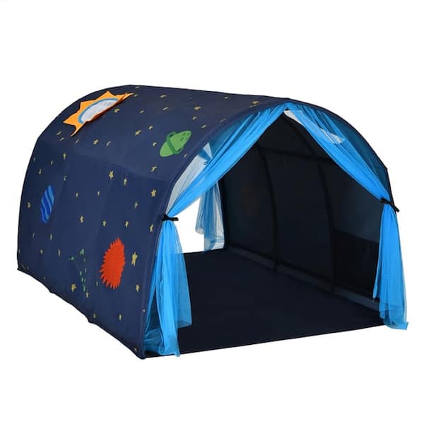 Tent　Blue　Carry　with　Home　Play　Bag　The　TY328040BL　2-Person　Tent　Fabric　Bed　Kids　Costway　Depot