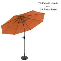 Pure Garden 10 ft. Aluminum Outdoor Market Patio Umbrella with Auto Tilt and Base in Terracotta 50-LG1053B