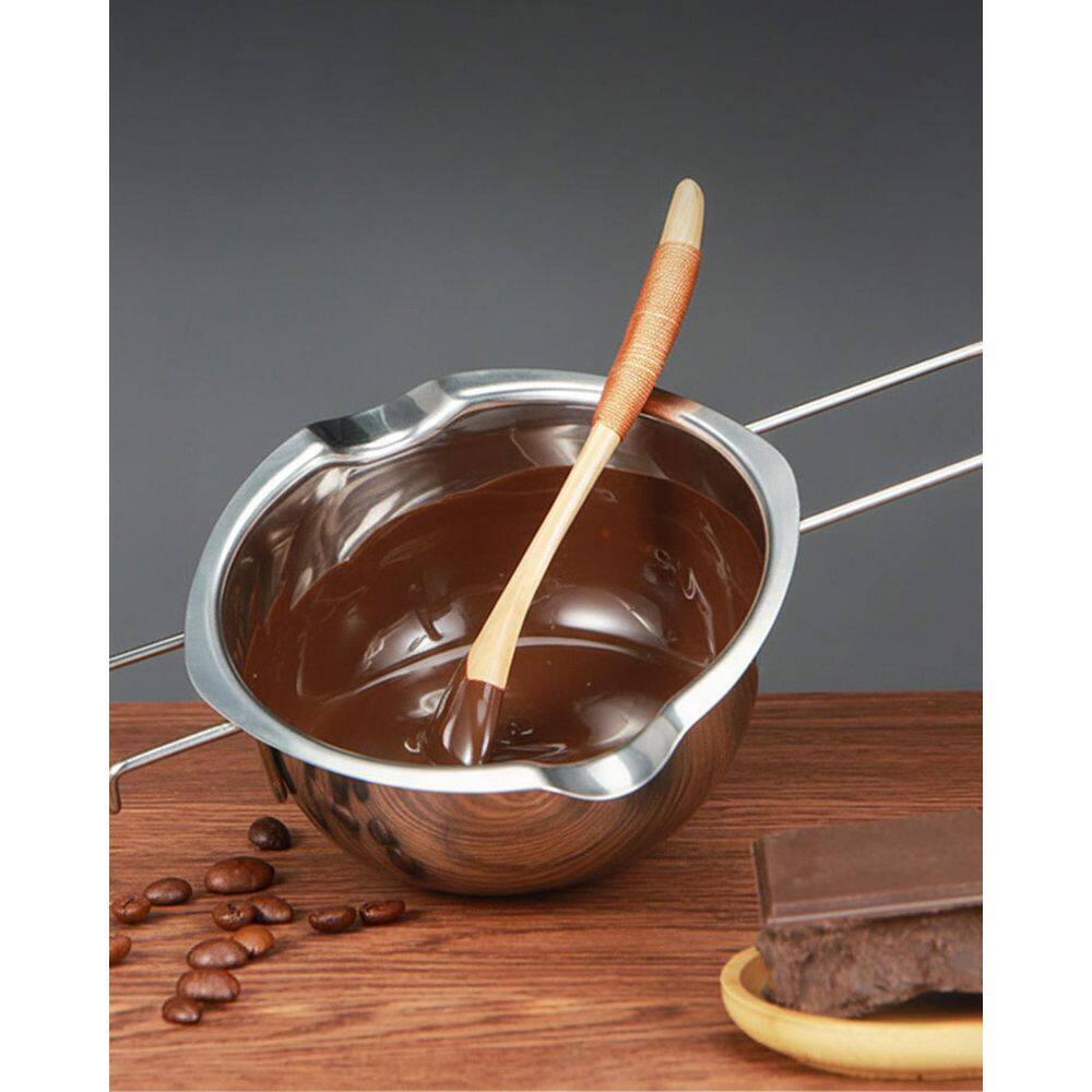 Double Boiler Series 0.5 qt, Stainless Steel Silver Finish Kitchen Pot with Dual Pour Spouts and Cool Handle - Thumbnail 2