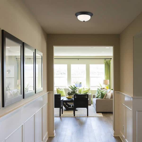 Designers Fountain - Reedley 11.25 in. Traditional Matte Black Medium-Base (E26) Bulb Flush Mount for Kitchens