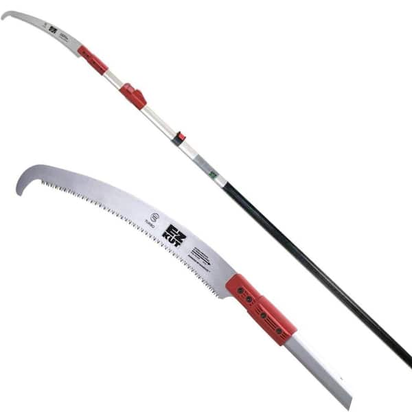 14 in. High Carbon Steel Blade, 15 Feet Telescopic Pole Saw for Tree Trimming, Manual Stainless, Pruning Saw