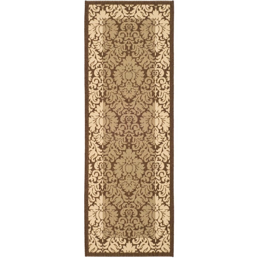Reversible Easy-Care Brown/Natural Synthetic Runner Rug, 2'3" x 6'7"