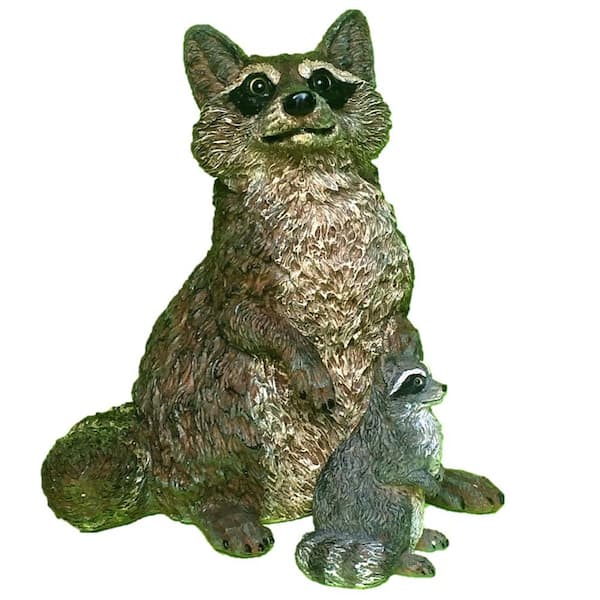 Call of The Wild 16 in. Raccoon and 6 in. Baby Raccoon Statue Combo Family Set